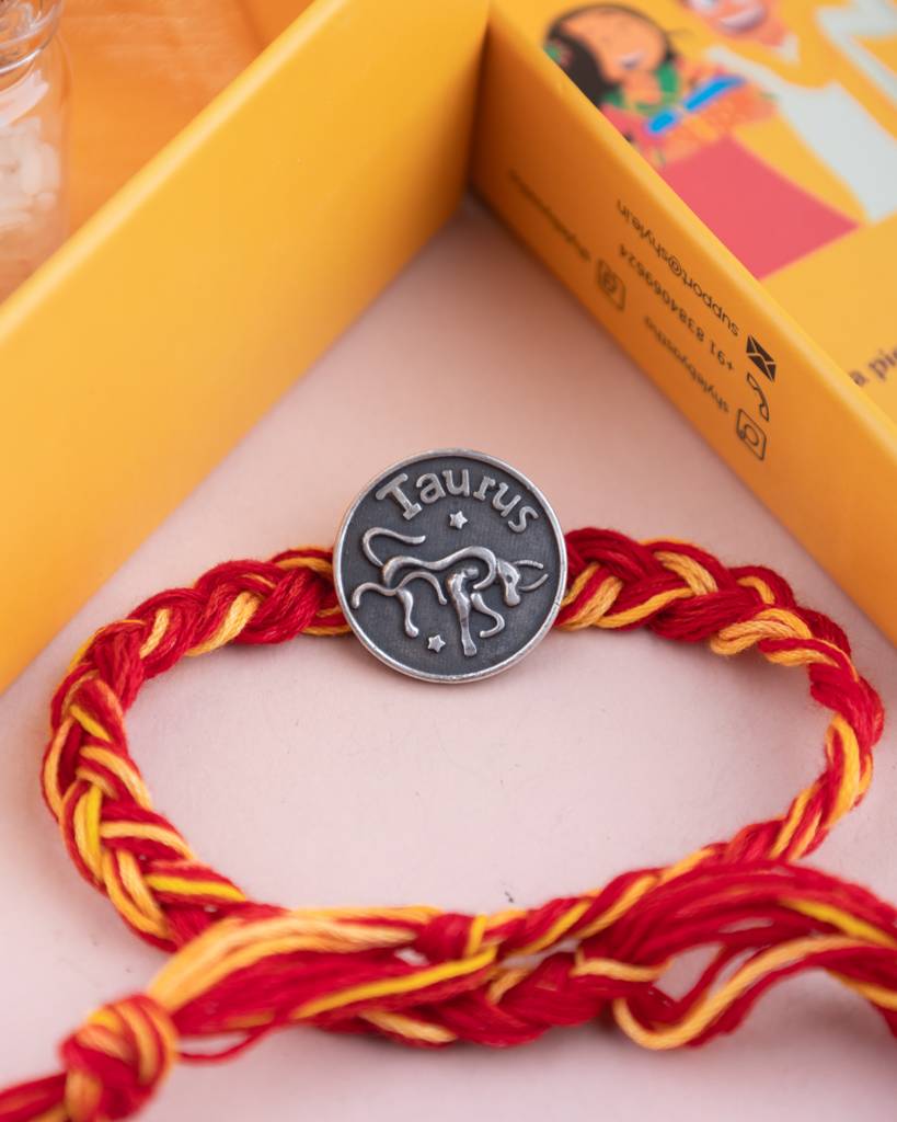 925 Sterling Silver Moh Taurus Sun Sign Brooch Cum Rakhi For Kids, Men, And Women : SRK53