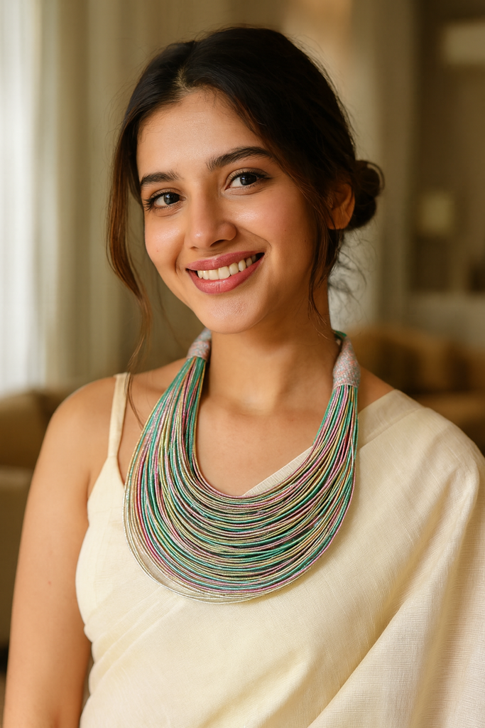 Multi-Color Handmade Silk Threads Multi-Layer Statement African Choker Necklace : ALT-JEW-RWT-106