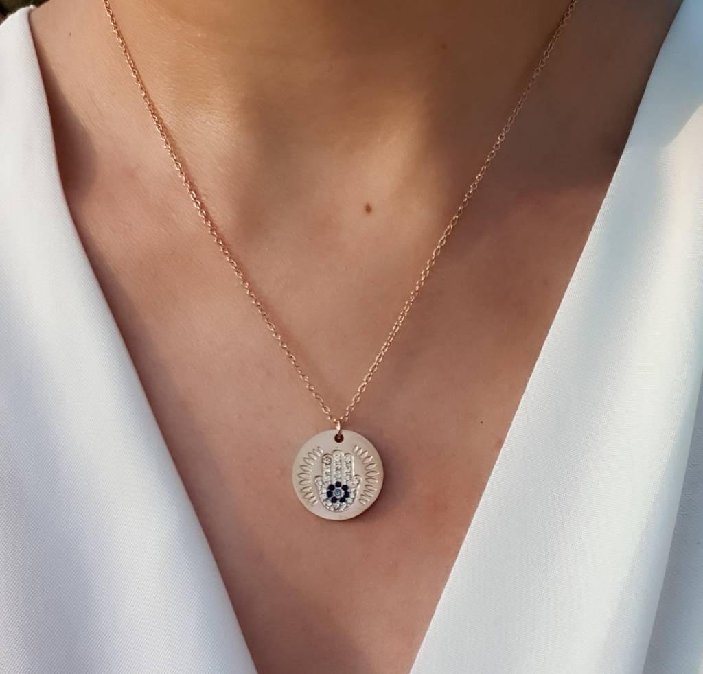 Hamsa Coin Necklace : N-D-86-0