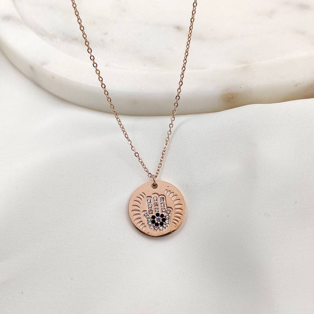 Hamsa Coin Necklace : N-D-86-0