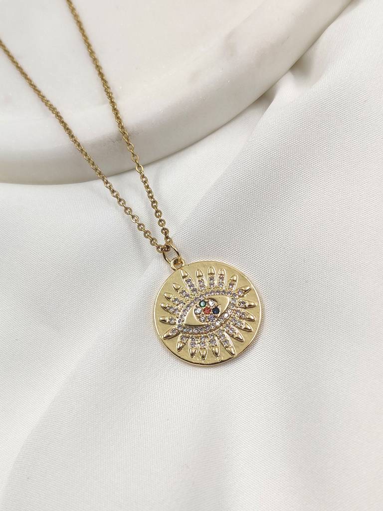 Candella Evil Eye Coin Necklace : N-EE-16-0