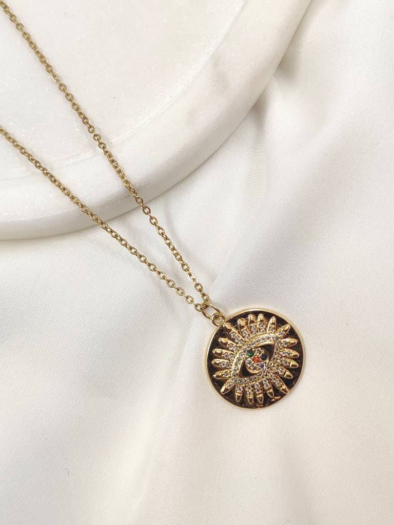 Candella Evil Eye Coin Necklace : N-EE-16-0