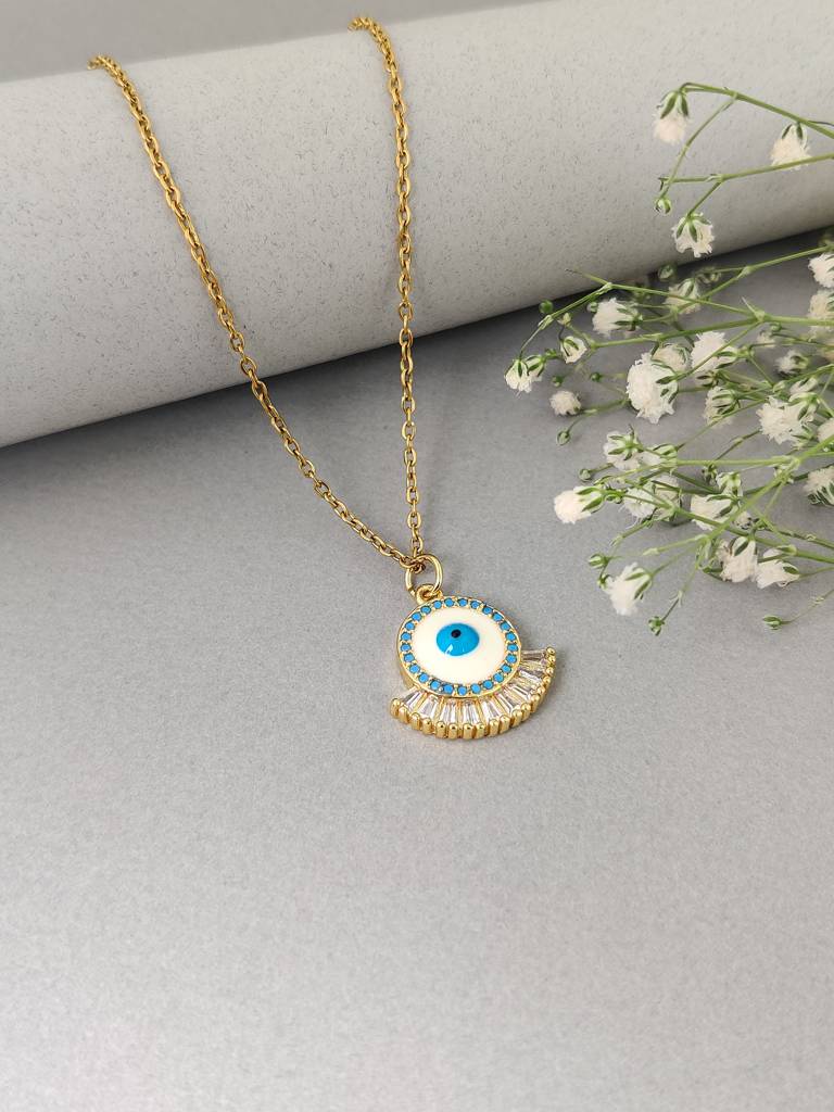 White Eyed Evil Eye Necklace : N-EE-34-0