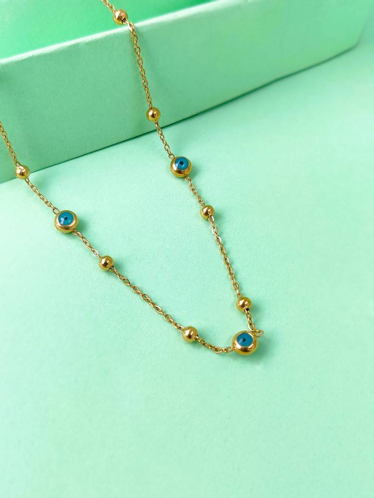 Safiya Evil Eye Necklace (Gold) : N-EE-53-0