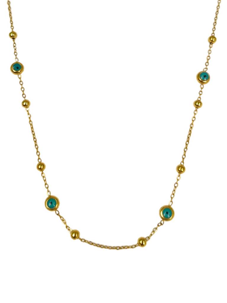 Safiya Evil Eye Necklace (Gold) : N-EE-53-0