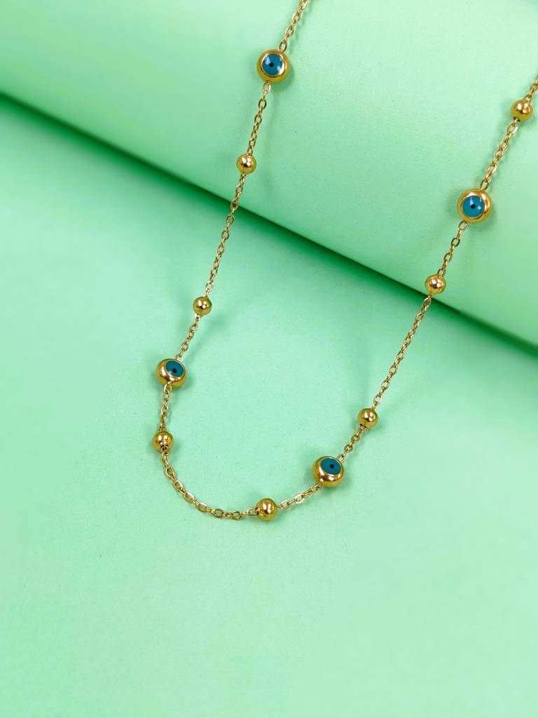 Safiya Evil Eye Necklace (Gold) : N-EE-53-0