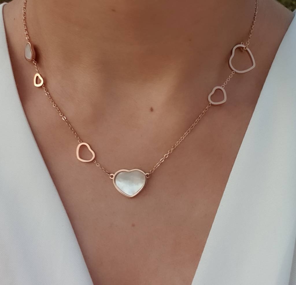 White Heart Necklace : N-H-40-0