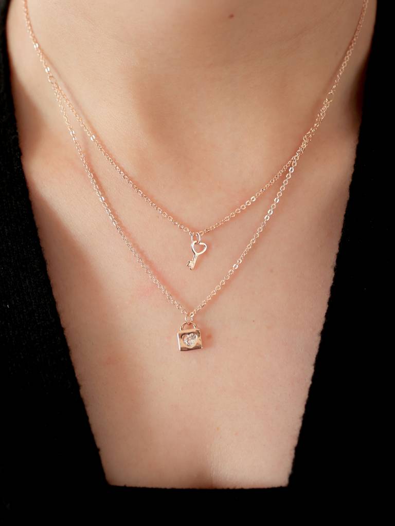 Lock & Key Layered Necklace : N-LY-29-0