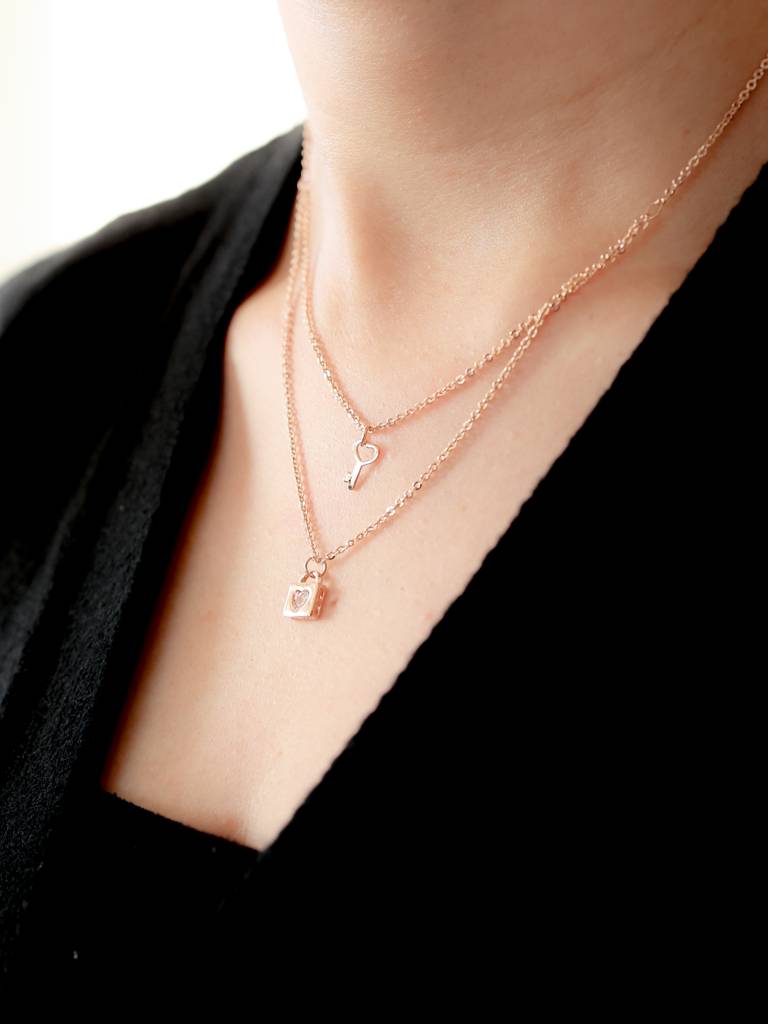 Lock & Key Layered Necklace : N-LY-29-0