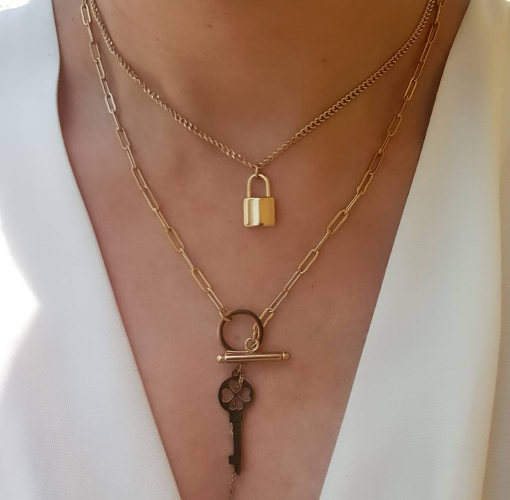 Two Layer Lock And Key Necklace : N-LY-33-0