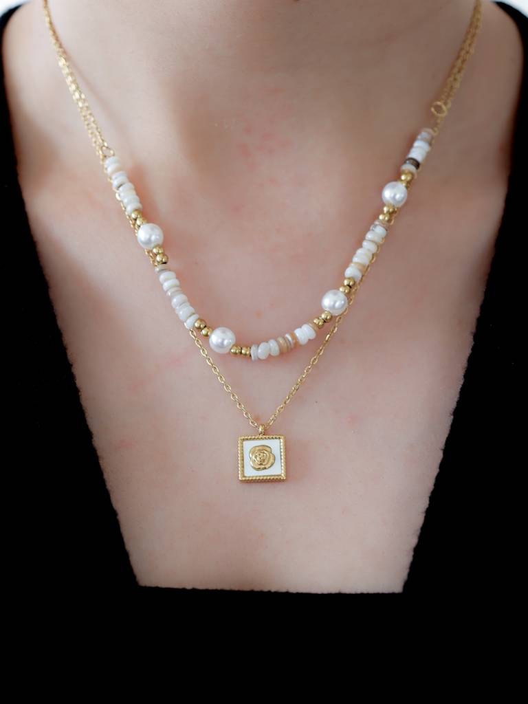 Julia Bead Layered Necklace : N-LY-40-0