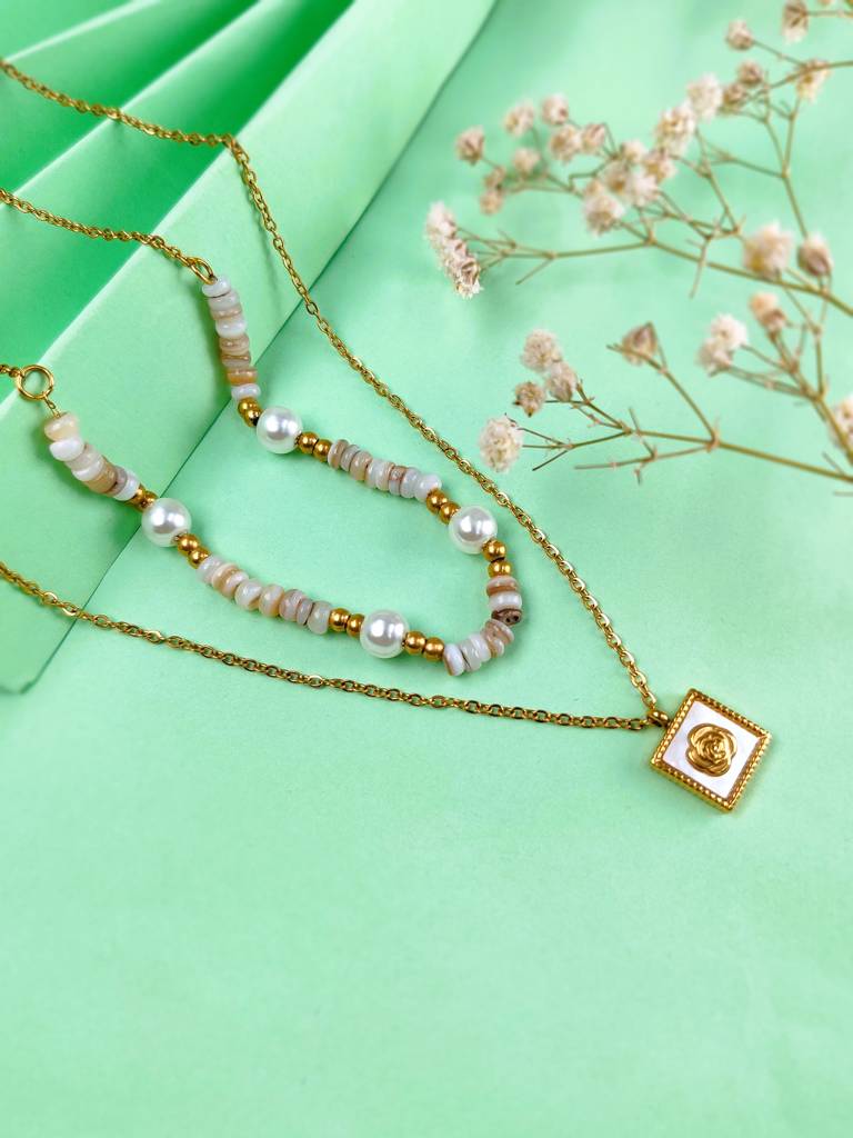 Julia Bead Layered Necklace : N-LY-40-0