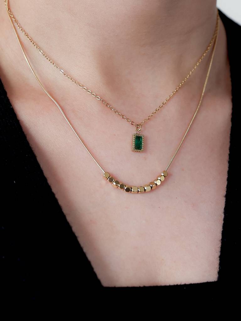Emerald Glow Layered Necklace : N-LY-41-0