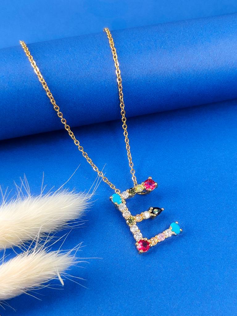 Monogram Letter E Necklace : N-MON-18-E