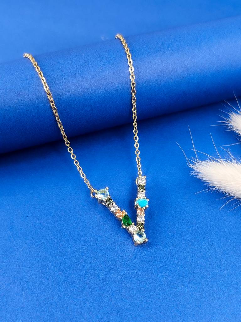 Monogram Letter V Necklace : N-MON-3-V