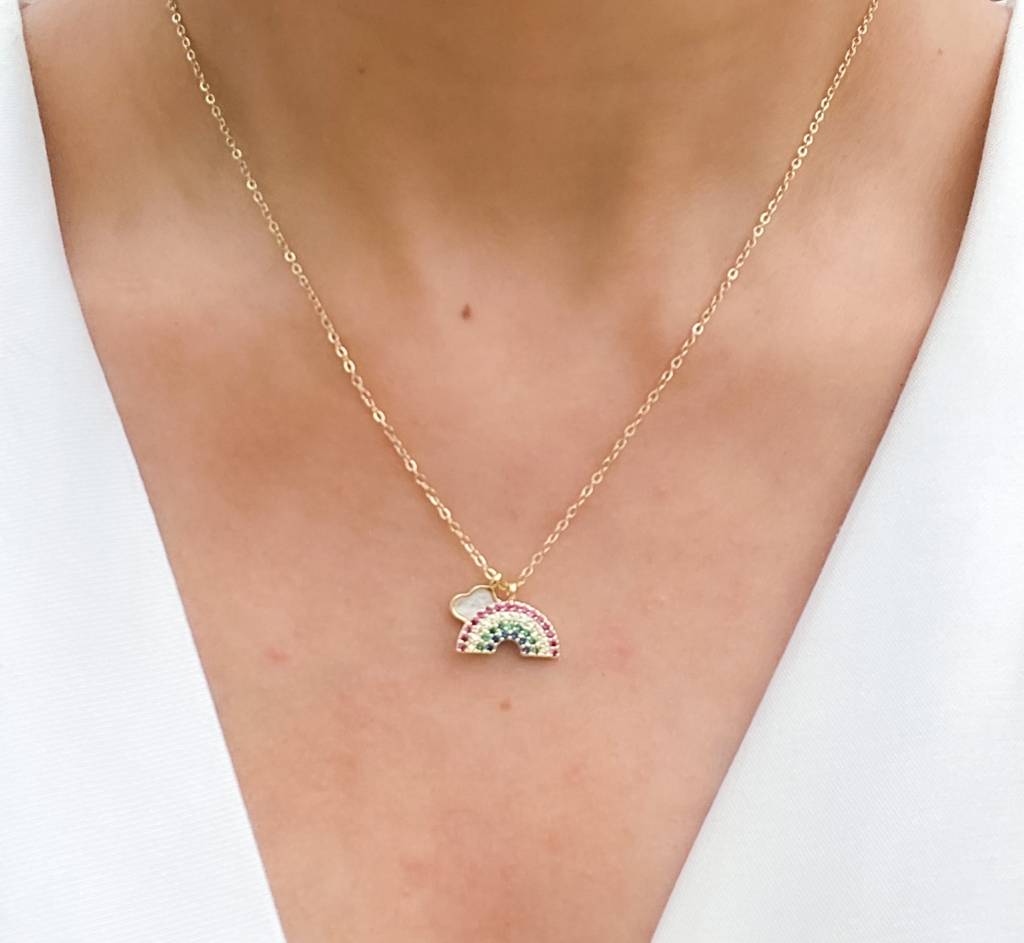 Crystal Rainbow Necklace : N-RB-3-G