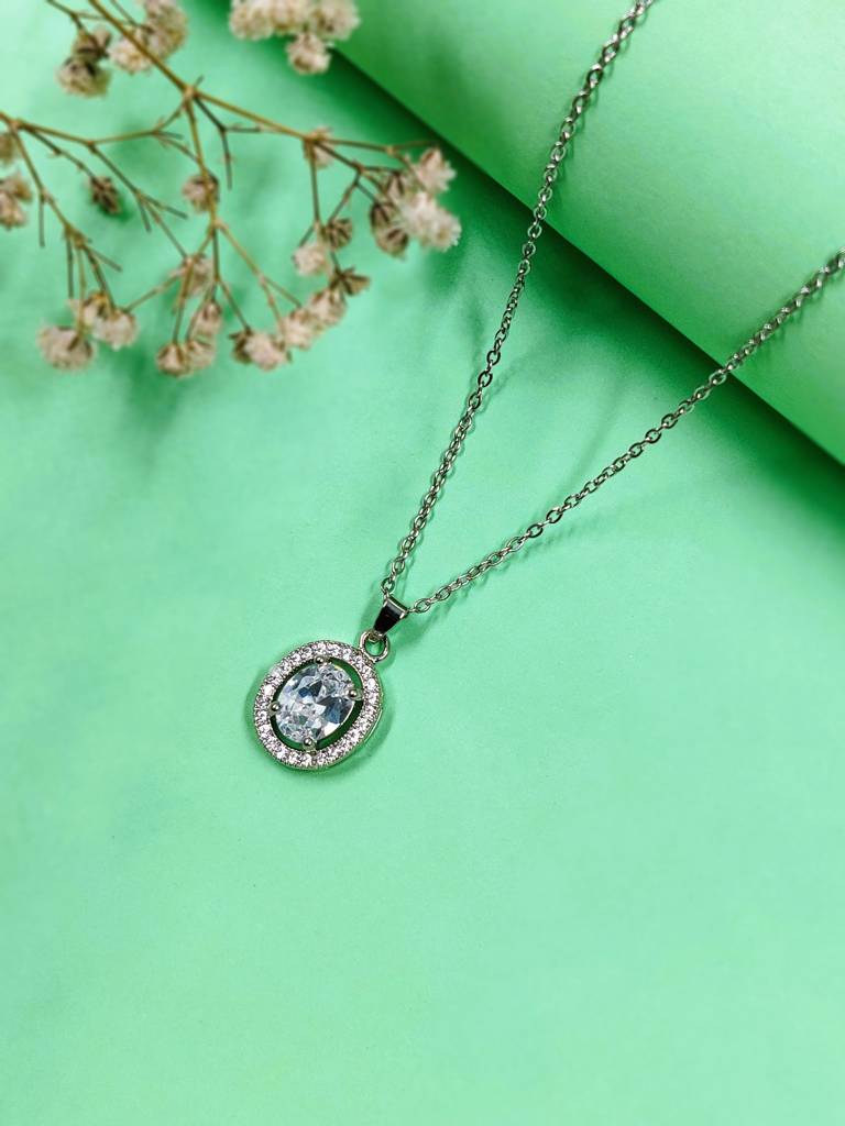 Samanda Solitaire Necklace(Silver) : N-SO-12-0