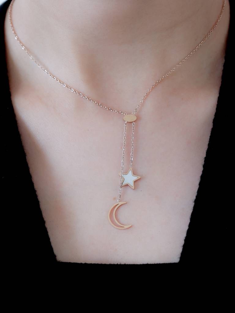 Moon & Star Charm Necklace : N-ST-16-0