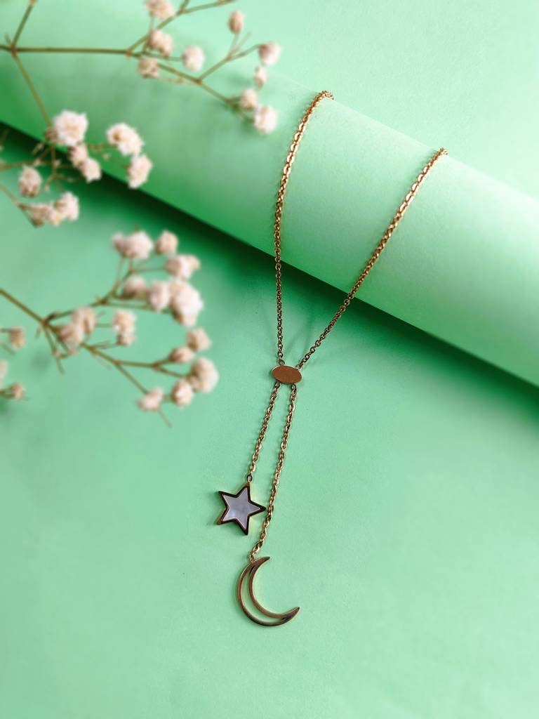 Moon & Star Charm Necklace : N-ST-16-0
