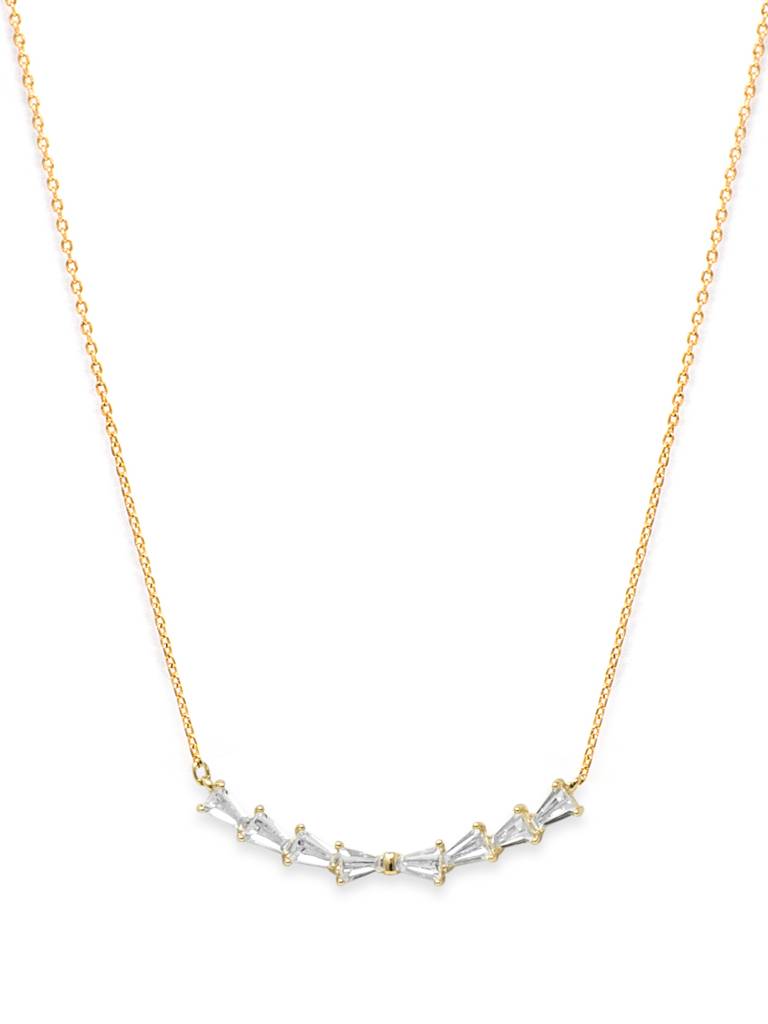 Mannash Baguetty Smile Gold Plated Sterling Silver Chain Necklace : MZYNCP641D1509