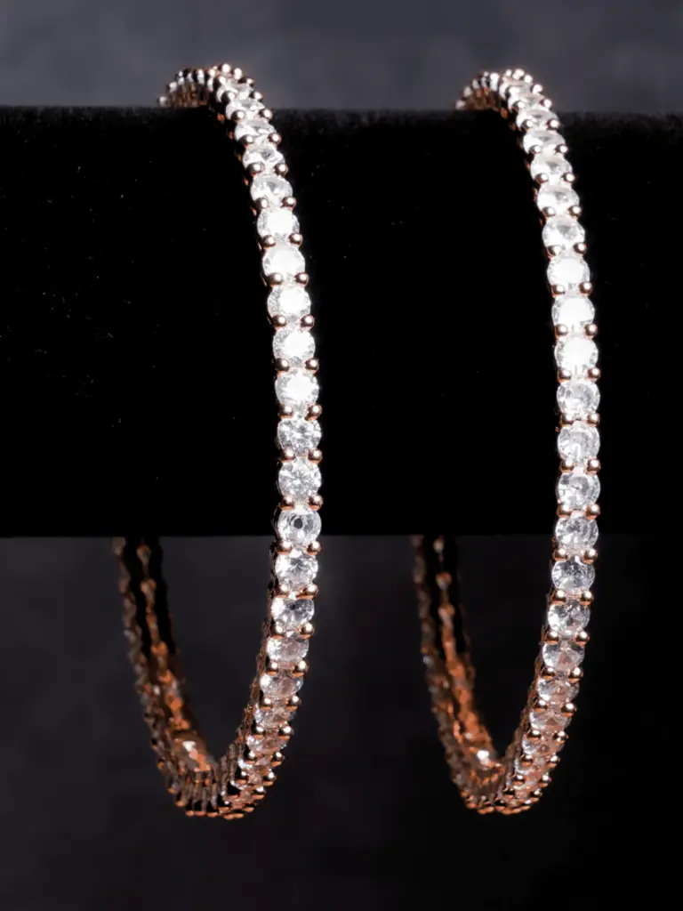 Chic American Diamond Golden Bangle Pair : QJSEP148