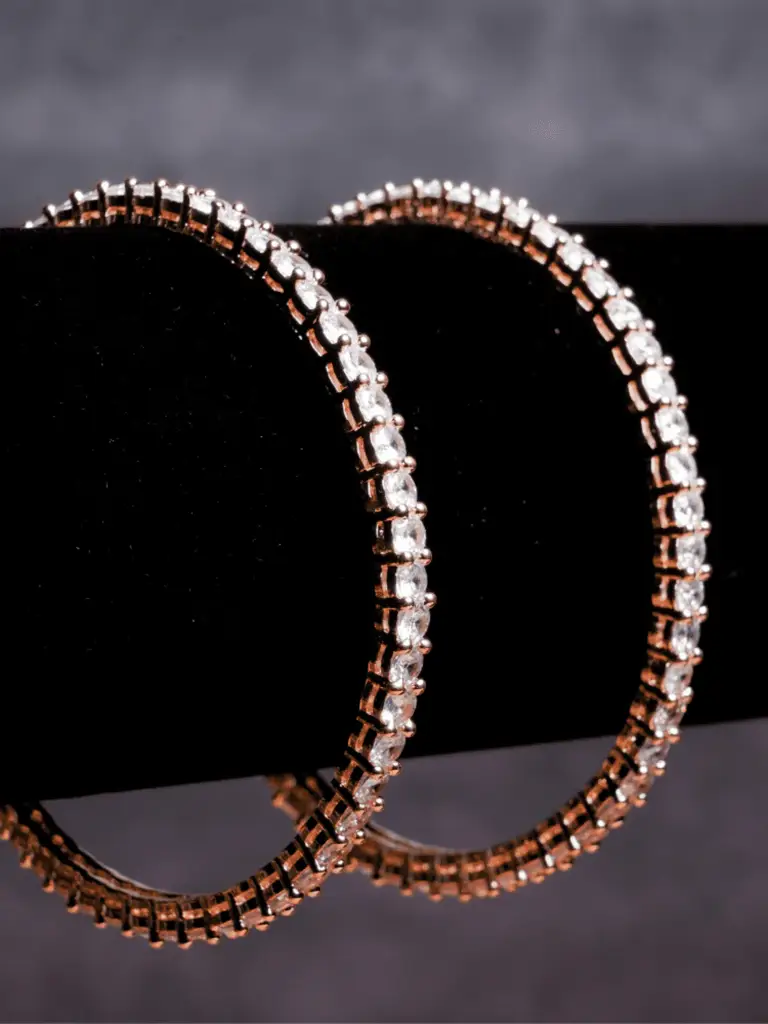 Chic American Diamond Golden Bangle Pair : QJSEP148