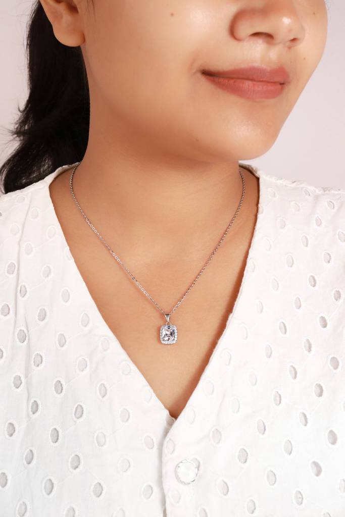 Silberry 925 Sterling Silver Prism Pendant With Link Chain : N1828