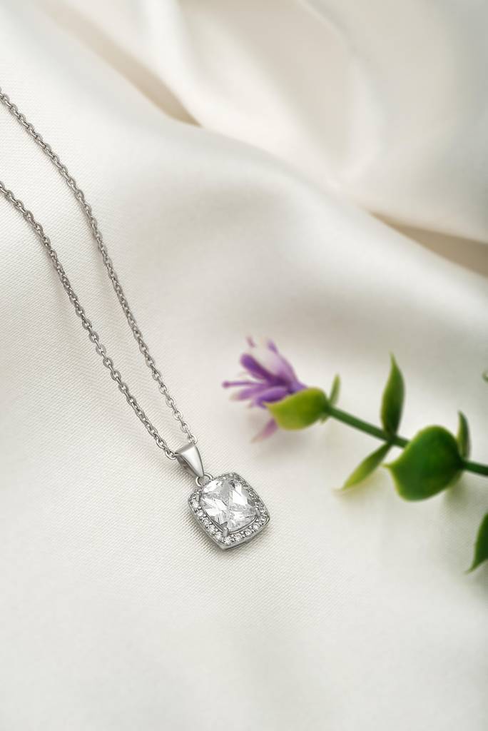 Silberry 925 Sterling Silver Prism Pendant With Link Chain : N1828