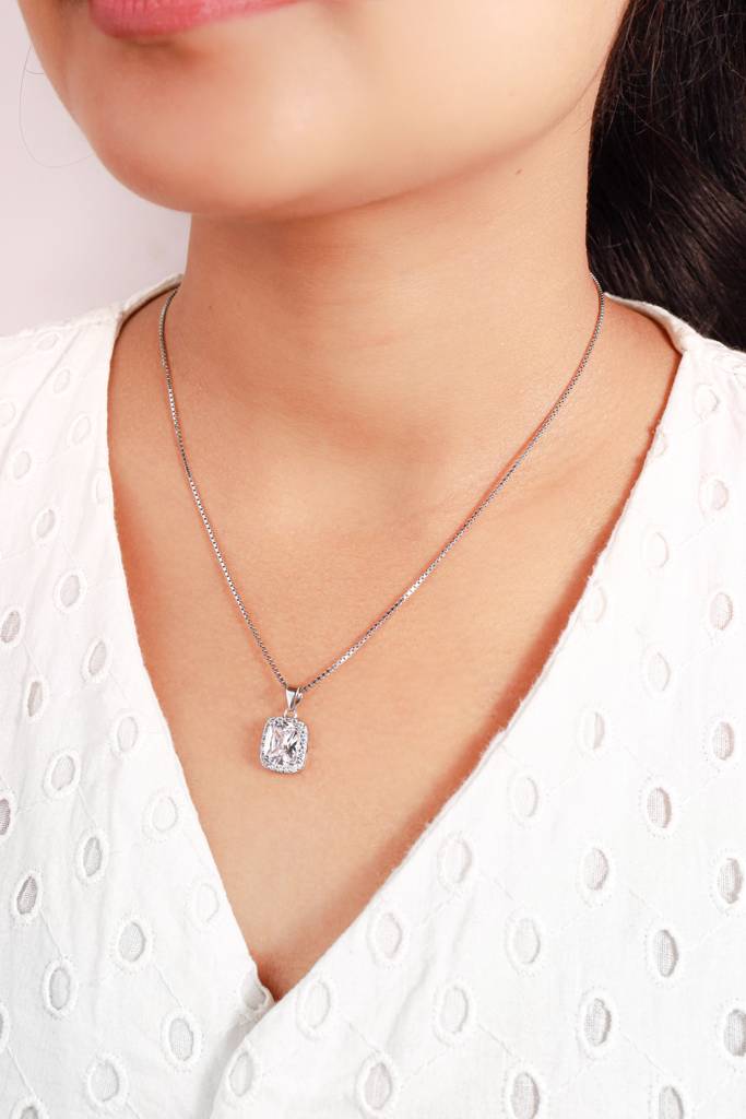 Silberry 925 Sterling Silver Prism Pendant With Box Chain : N1913
