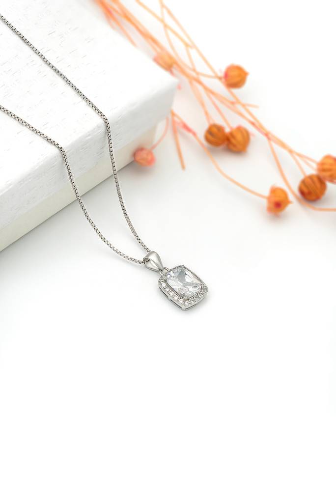 Silberry 925 Sterling Silver Prism Pendant With Box Chain : N1913
