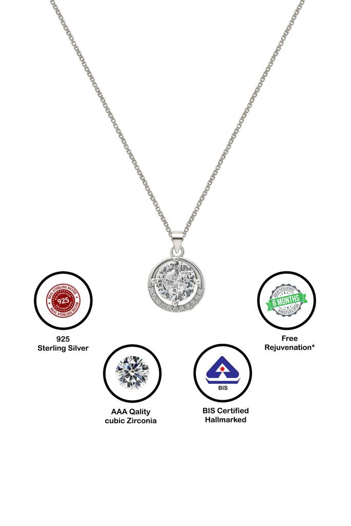 Silberry 925 Sterling Silver Moonlit Pendant With Box Chain : N1933