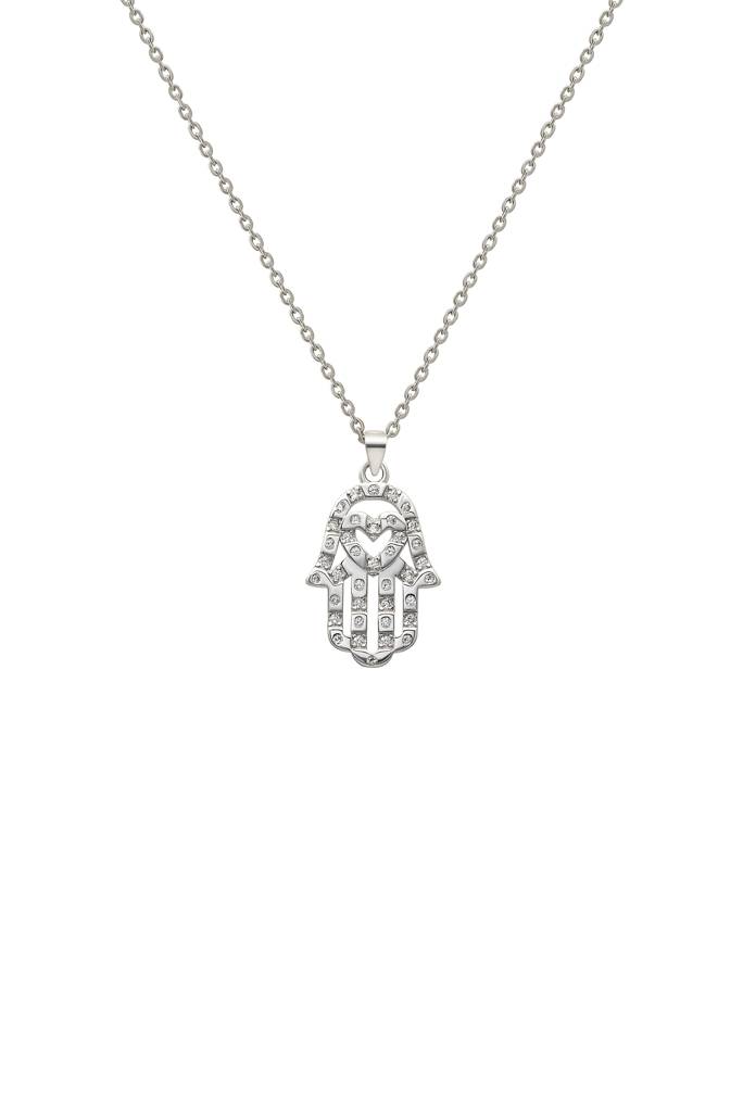 Silberry 925 Sterling Silver Hamsa Pendant With Chain : N2194