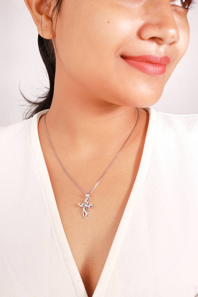 Silberry 925 Sterling Silver Divine Cross Pendant With Chain : N2257