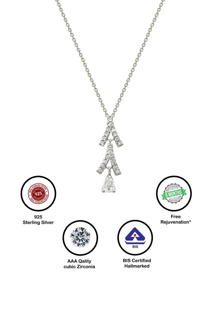 Silberry 925 Sterling Silver Trifecta Pendant With Link Chain : N2288