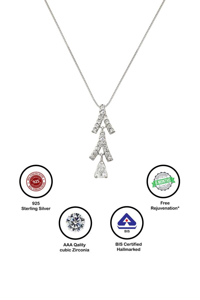 Silberry 925 Sterling Silver Trifecta Pendant With Box Chain : N2334
