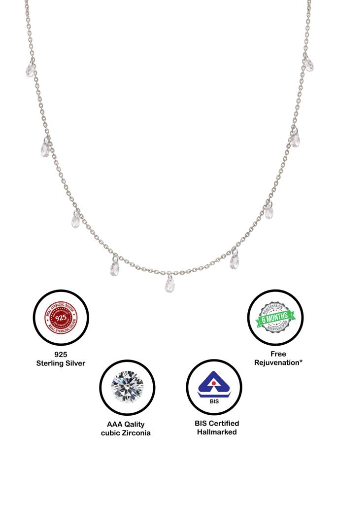 Silberry 925 Sterling Silver White Crystalized Necklace : N2382