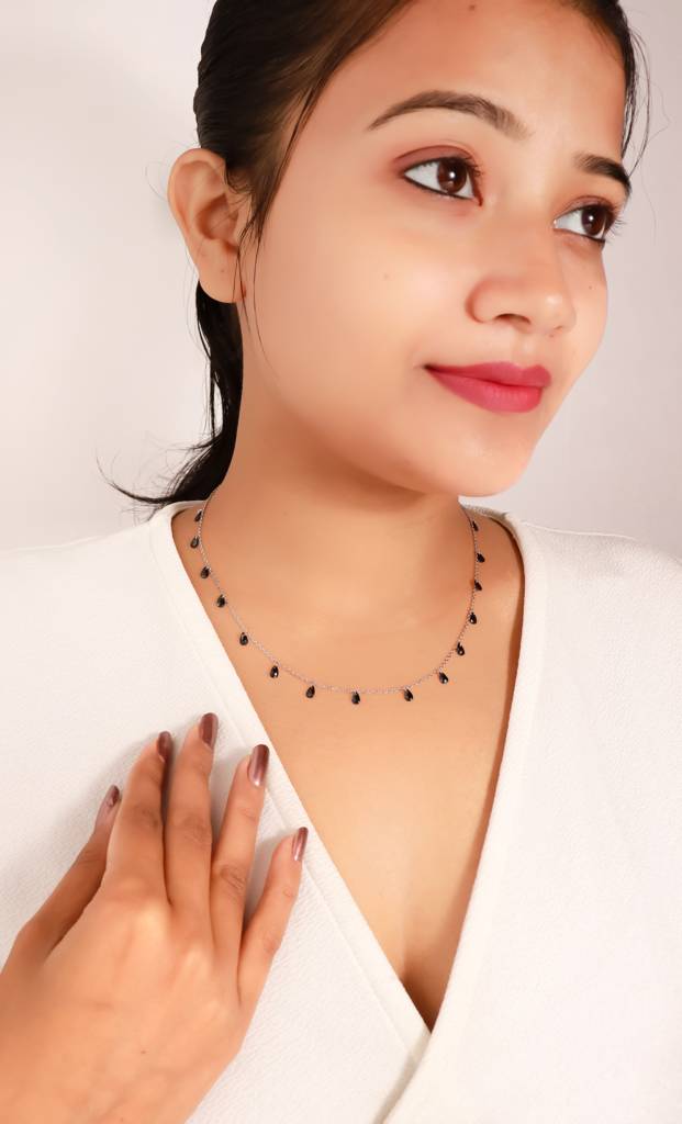 Silberry 925 Sterling Silver White Crystalized Necklace : N2416