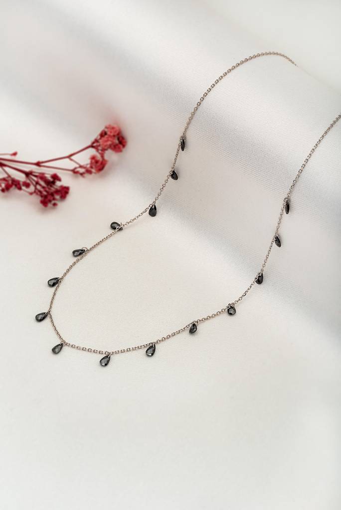 Silberry 925 Sterling Silver White Crystalized Necklace : N2416
