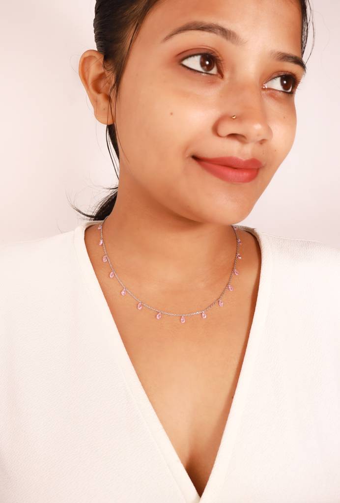 Silberry 925 Sterling Silver White Crystalized Necklace : N2477