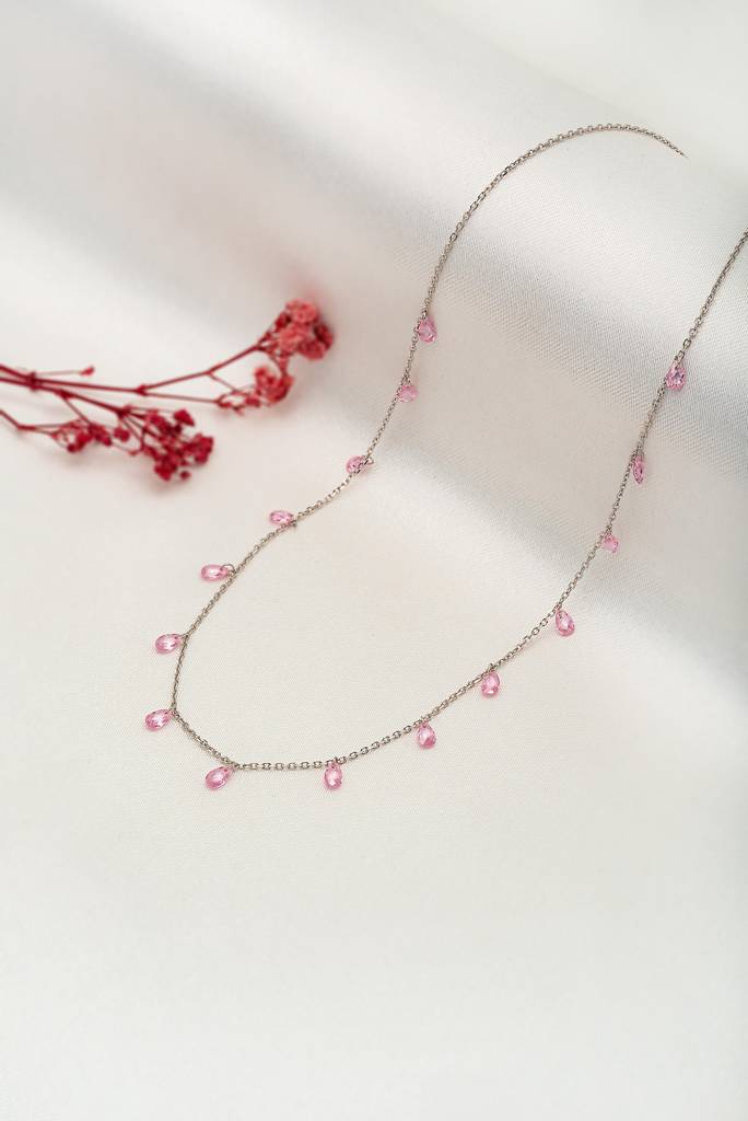 Silberry 925 Sterling Silver White Crystalized Necklace : N2477