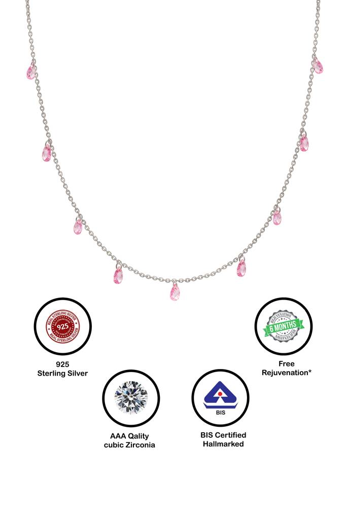 Silberry 925 Sterling Silver White Crystalized Necklace : N2477