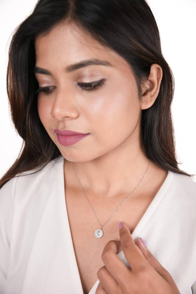Silberry 925 Sterling Silver Crescent Pendant With Chain : N2531