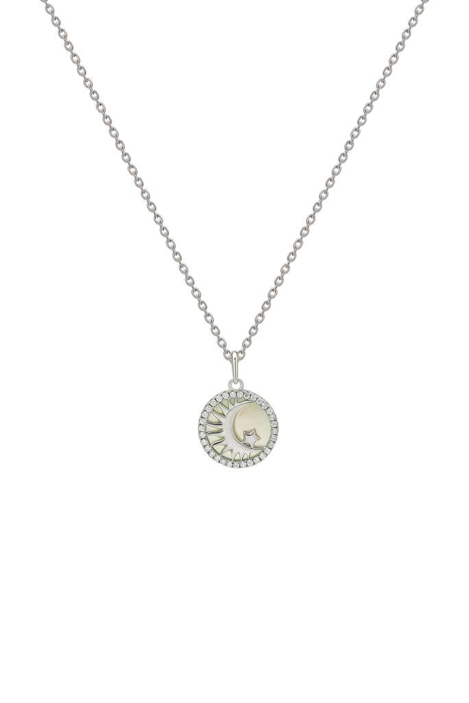 Silberry 925 Sterling Silver Crescent Pendant With Chain : N2531