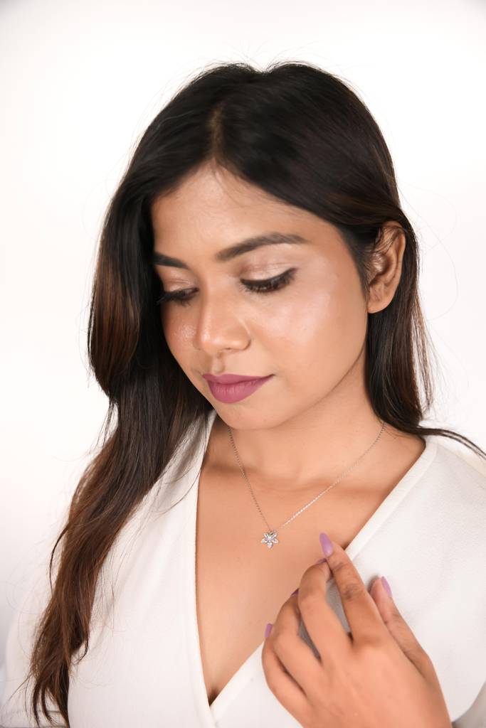 Silberry 925 Sterling Silver Orchid Pendant With Chain : N2566