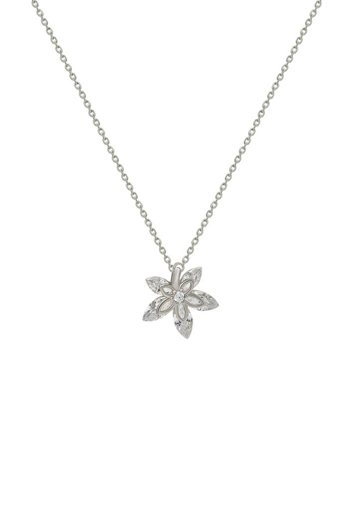 Silberry 925 Sterling Silver Orchid Pendant With Chain : N2566