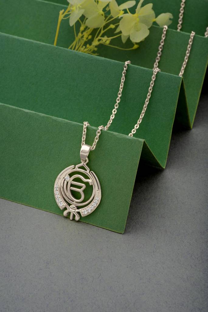 Silberry 925 Sterling Silver Ik Onkar Pendant With Chain : N262