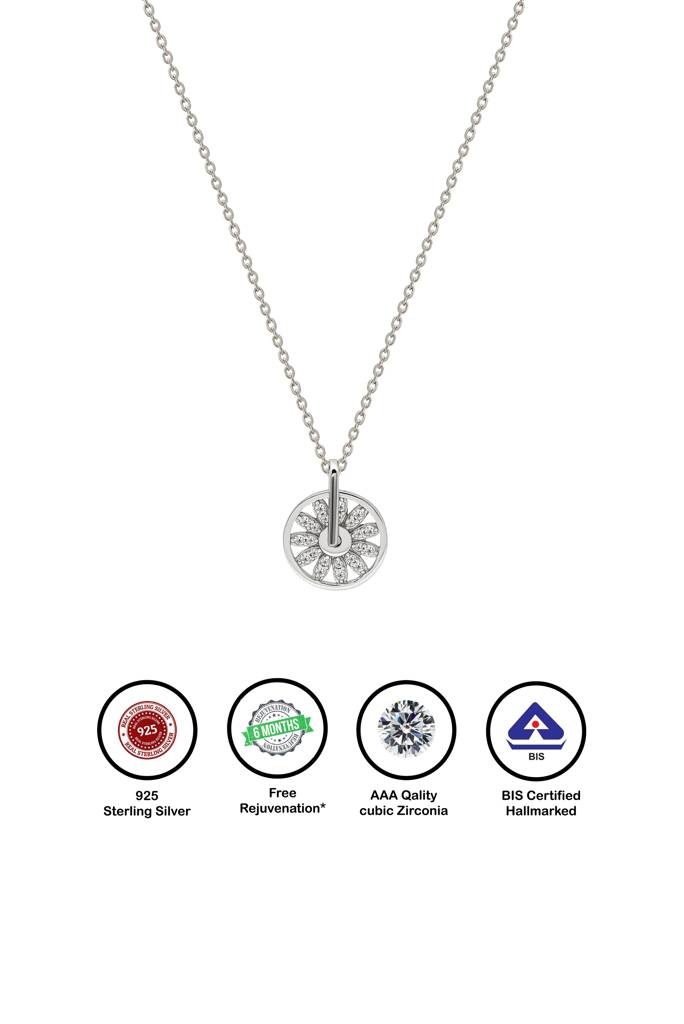 Silberry 925 Sterling Silver Tiny Wheel Pendant With Chain : N2672