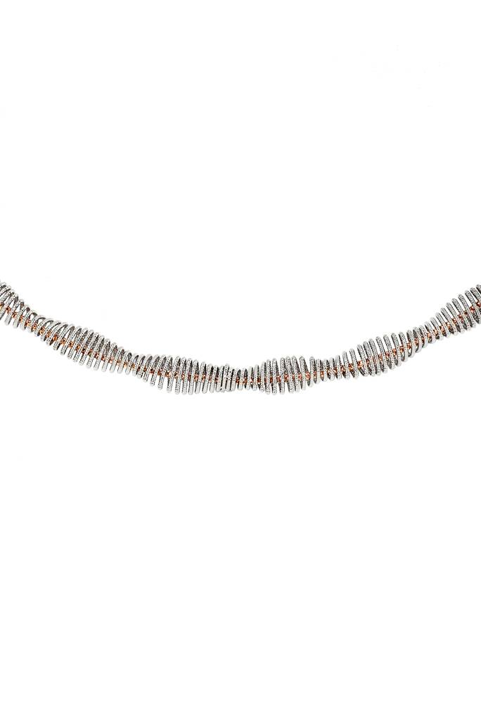 Silberry 925 Sterling Silver 18K Two Tone Rose Gold Silver Twine Necklace : N2708