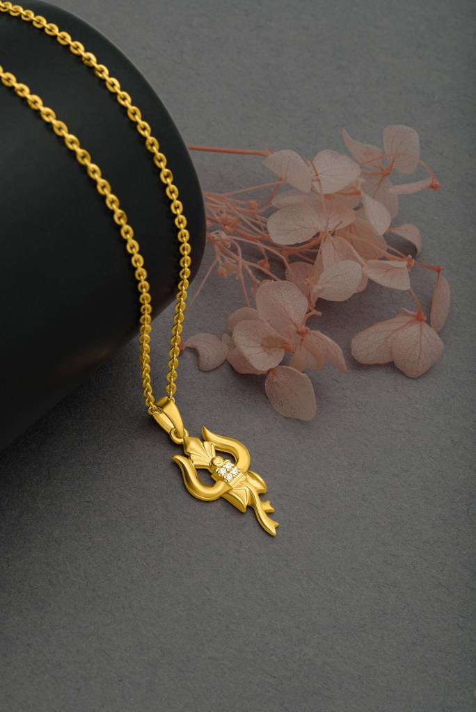 Silberry 925 Sterling Silver Trishul Pendant With Chain