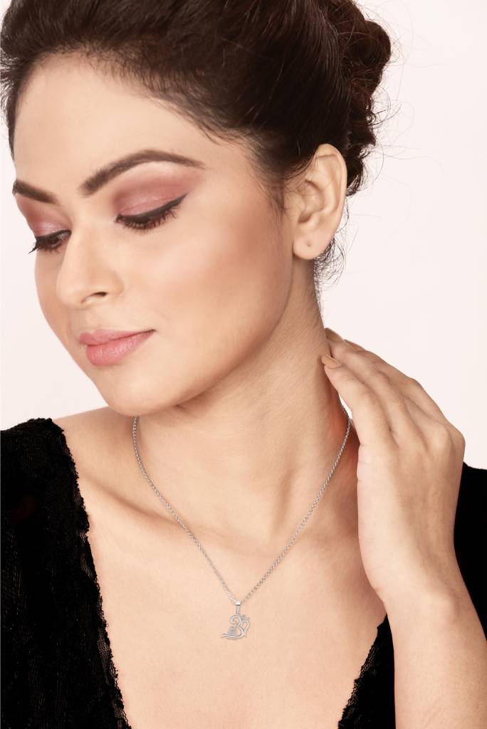 Silberry 925 Sterling Silver Om Shivling Pendant With Chain : N286